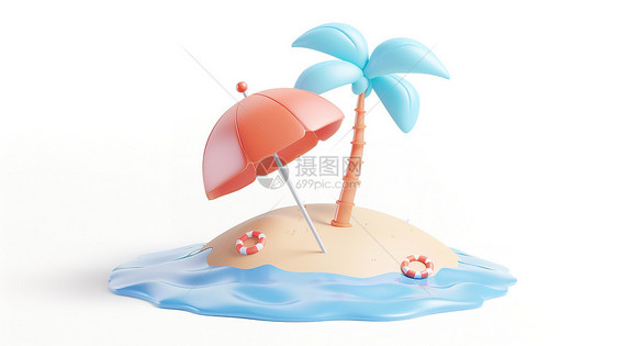 夏天立体沙滩躺椅3D图标图片