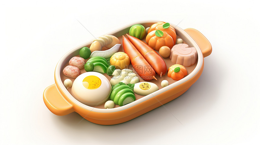 可爱立体3d浅锅美食图标图片