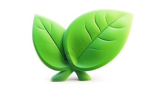绿色的树叶3D图标图片