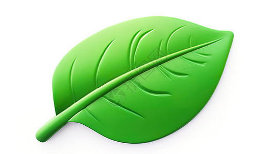 绿色的树叶3D立体图标背景图片