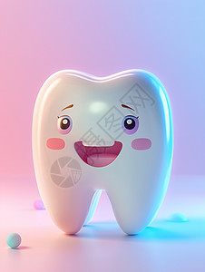 可爱的卡通牙齿3D立体图标高清图片