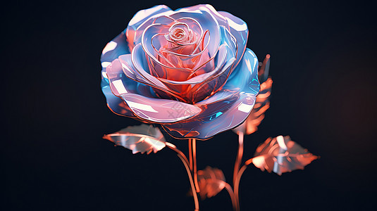 透明卡通花朵玫瑰花立体3D图标图片