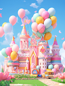 梦幻粉色系可爱的城堡图片