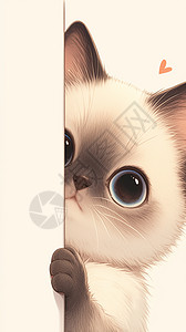 藏在门后可爱的卡通小猫高清图片
