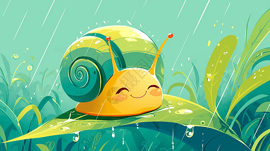 雨中的卡通小蜗牛图片