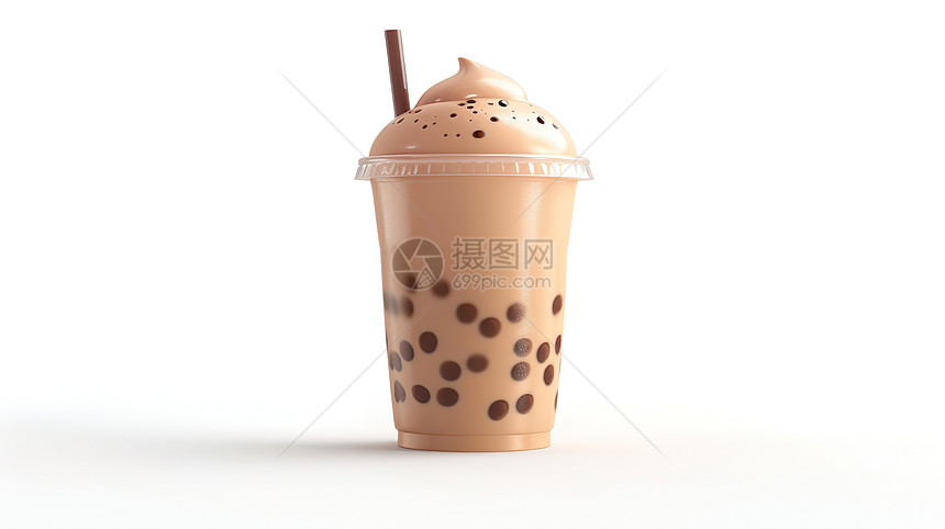 珍珠奶茶立体3D图标图片