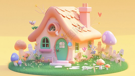 有小院子可爱的立体卡通小房子图片