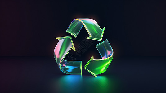 回收标志绿色环保3D立体图标图片