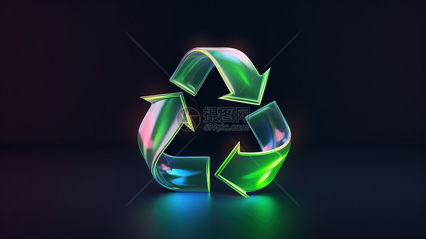 回收标志绿色环保3D立体图标图片