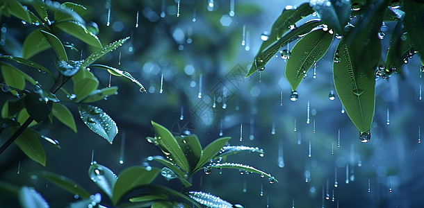 雨中唯美的绿植高清图片