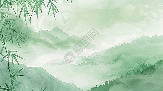 清明节传统唯美绿色插画背景图片