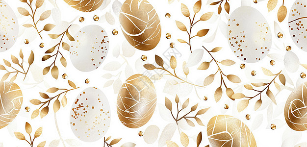 复活节金色彩蛋插画图片