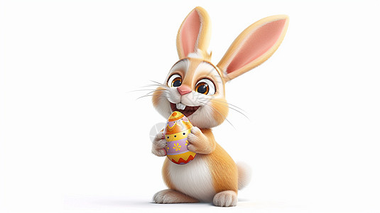 复活节怀抱彩色蛋的卡通兔子图片