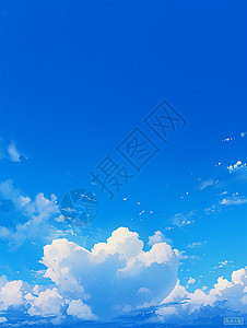 唯美漂亮的蓝天白云卡通风景图片