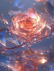透明花瓣彩色梦幻超现实玫瑰花图片