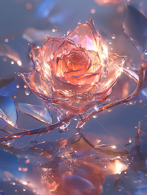 透明花瓣彩色梦幻超现实玫瑰花图片