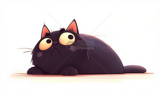 黑色软萌可爱的卡通小黑猫图片