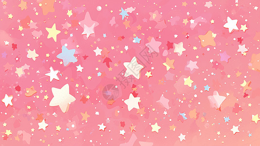 粉色可爱的很多卡通小星星背景图片