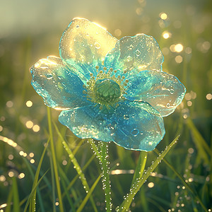 透明蓝色花瓣的小花图片