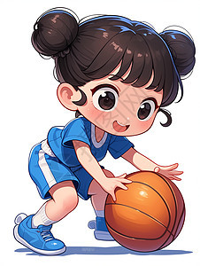 梳着丸子头开心打篮球的女孩图片