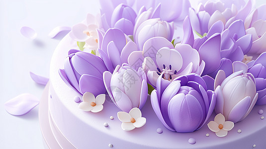 郁金香花朵主题美味的卡通蛋糕图片