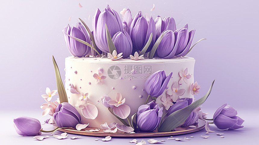 紫色浪漫美味的卡通蛋糕甜品图片