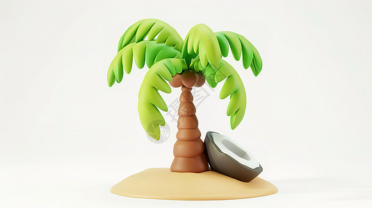 椰子树立体3D图标背景图片