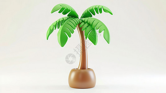 立体椰子树3D图标图片