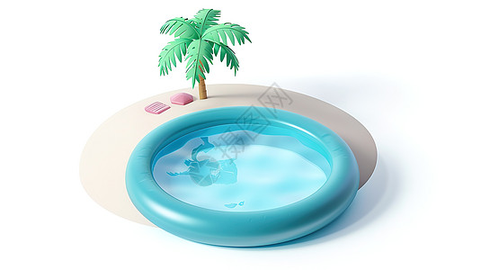 游泳池夏天3D图标高清图片