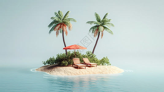 椰子树躺椅3D图标图片