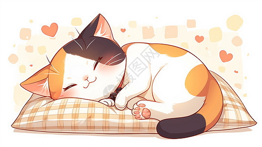 安心正在睡觉的可爱卡通小猫图片