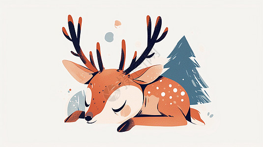在地上休息的小鹿高清图片