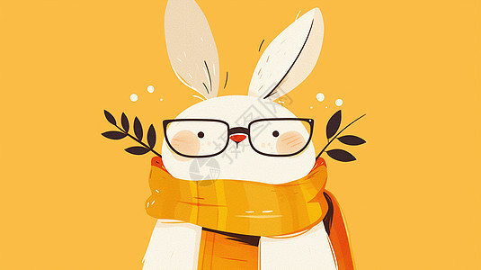 戴着黑框眼镜有学识的卡通小兔子图片