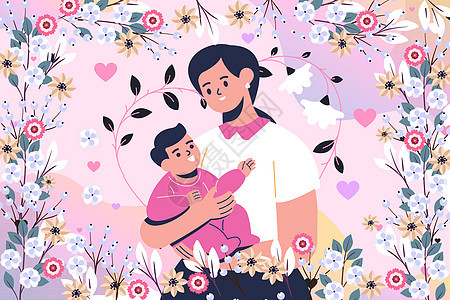 母亲节花卉背景插画图片