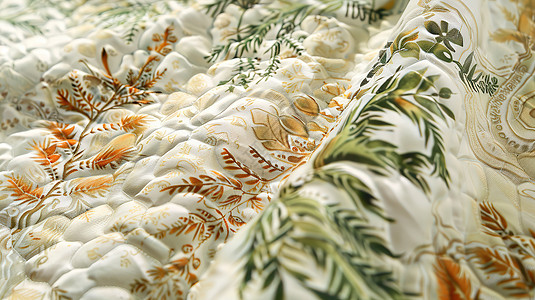 植物印拓的布料背景图片