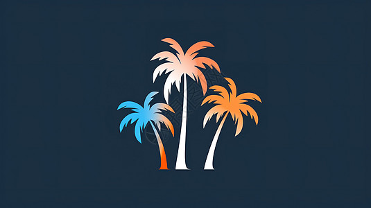 管理logo夏天棕榈树标志插画