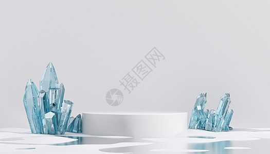 水晶蒸饺C4D夏日水晶展台背景设计图片