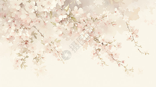 墙边盛开的梦幻粉色桃花背景图片