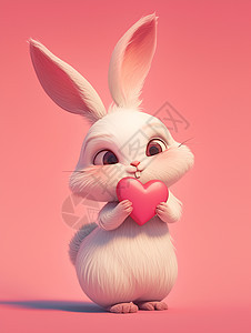 红心的可爱卡通立体卡通小白兔图片