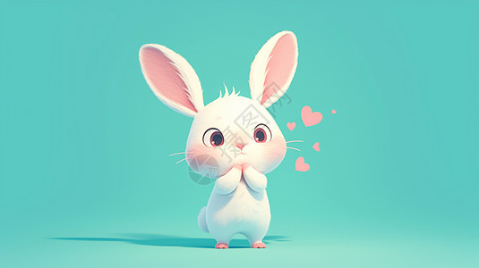 粉色长长的耳朵立体可爱卡通小白兔图片