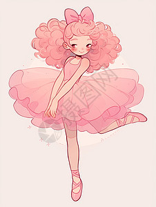 戴着粉色蝴蝶结的可爱卡通小女孩图片