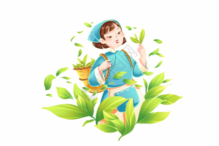 采茶姑娘春茶中国茶文化中国风人物GIF图片