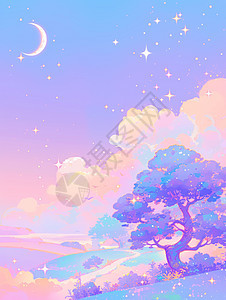梦幻唯美的紫色系卡通森林图片