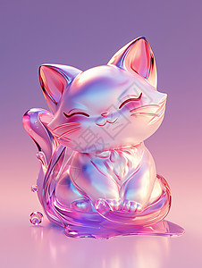 陶瓷产业立体可爱的卡通招财猫插画
