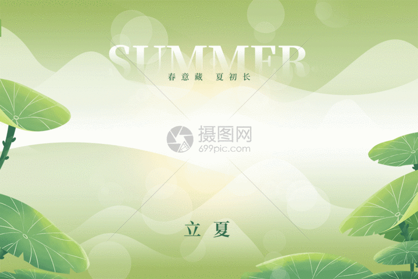 立夏创意大气绿色蜻蜓GIF图片