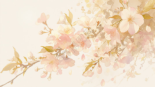 盛开的唯美粉色系桃花图片
