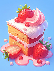 多层诱人的卡通草莓蛋糕图片