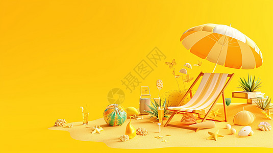 黄色系列各种旅行度假的用品图片