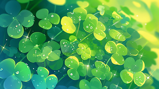 嫩绿色清新唯美的卡通绿叶植物图片