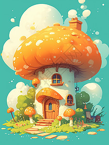 可爱的卡通蘑菇屋图片